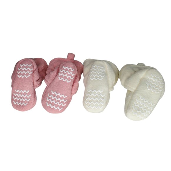 HB Hudson Baby Infant Newborn Cozy Fleece Booties Size 0-6 Months Pink & Cream - Picture 3 of 7